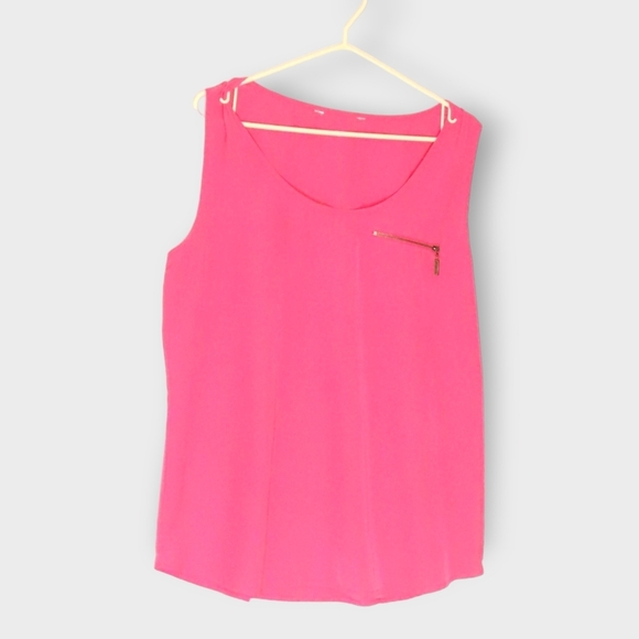 WOMENS PINK LARGE POLYESTER TANK TOP - Picture 3 of 5